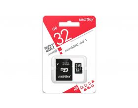 Карта памяти microSDHC Smartbuy 32 GB UHS-I (сlass 10) с адаптером (SB32GBSDCL10-01)