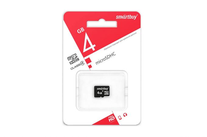 Карта памяти microSDHC Smartbuy 4 GB (class 10) без адаптера (SB4GBSDCL10-00)