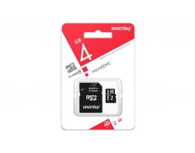 Карта памяти microSDHC Smartbuy 4 GB (class 10) с адаптером