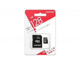 Карта памяти microSDXC Smartbuy 128 GB UHS-1 (сlass 10) с адаптером (SB128GBSDCL10-01)