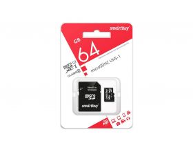 Карта памяти microSDXC Smartbuy 64 GB UHS-1 (сlass 10) с адаптером (SB64GBSDCL10-01)