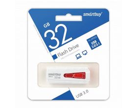 Флешка USB 3.0 Smartbuy 32GB IRON White/Red, LED индикатор (SB32GBIR-W3)