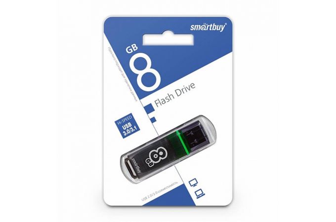 Флешка USB 3.0 Smartbuy 8GB Glossy series Dark Grey (SB8GBGS-DG)