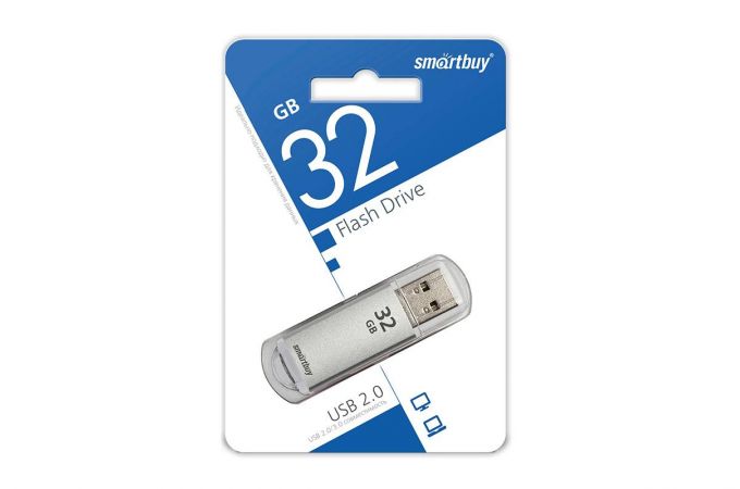 Флешка USB 2.0 Smartbuy 32GB V-Cut Silver (SB32GBVC-S)