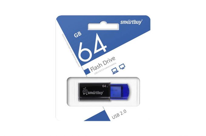 Флешка USB 2.0 Smartbuy 64GB Click Black-Blue (SB64GBCL-B)