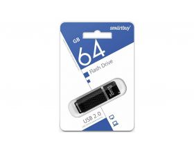 Флешка USB 2.0 Smartbuy 64GB Quartz series Black (SB64GBQZ-K)