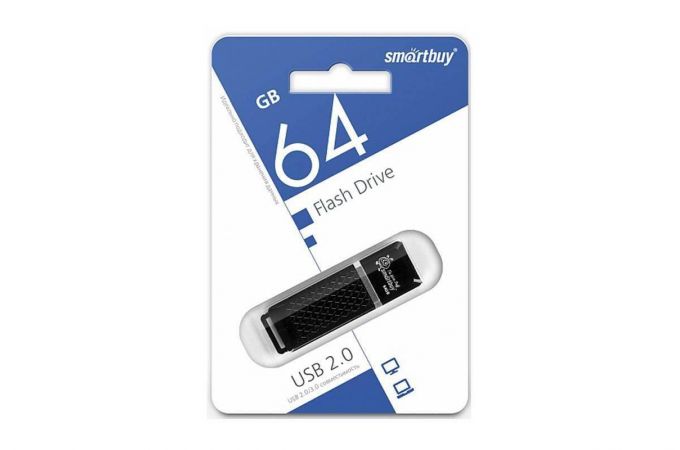Флешка USB 2.0 Smartbuy 64GB Quartz series Black (SB64GBQZ-K)
