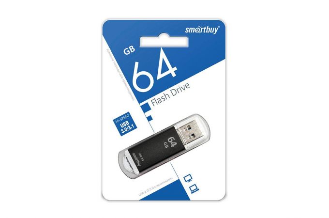 Флешка USB 2.0 Smartbuy 64GB V-Cut Black (SB64GBVC-K)