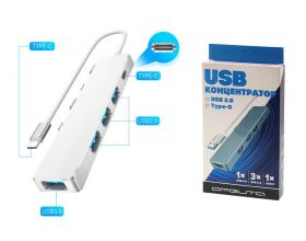 Разветвитель USB HUB Орбита OT-PCR20 USB 2.0 (4*USB+Type-C) (серебристый)