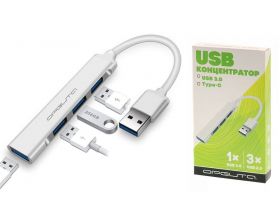 Разветвитель USB HUB Орбита OT-PCR17 USB 2.0 (4*USB) (серебристый)