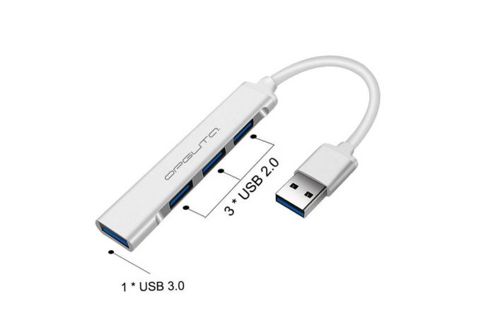 Разветвитель USB HUB Орбита OT-PCR17 USB 2.0 (4*USB) (серебристый)