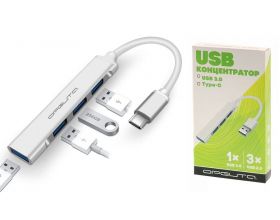 Разветвитель USB HUB Орбита OT-PCR18 TYPE-C (4*USB) (серебристый)