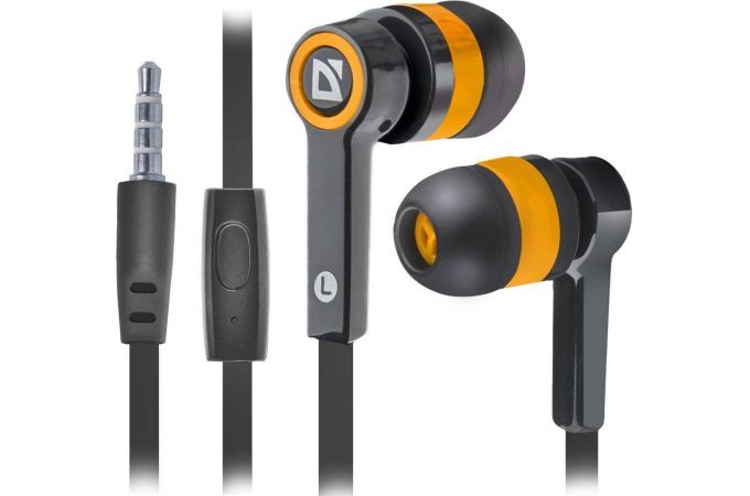 Наушники вакуумные проводные Defender Pulse 420 (черно-оранжевый)