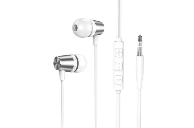 Наушники вакуумные проводные Deppa (44184) Stereo Alum Mini, (серебристый)