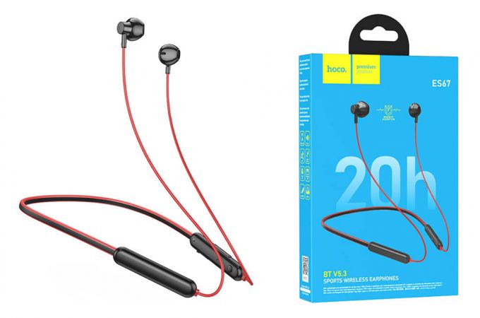 Наушники вакуумные беспроводные HOCO ES67 Perception sports BT earphones headset Bluetooth (красный)