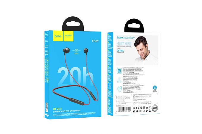 Наушники вакуумные беспроводные HOCO ES67 Perception sports BT earphones headset Bluetooth (красный)