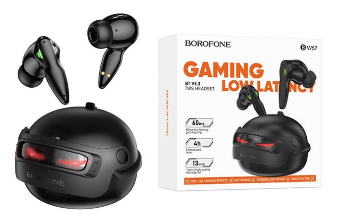Наушники вакуумные беспроводные BOROFONE BW57 Mecha  true wireless BT headset Bluetooth (черный)