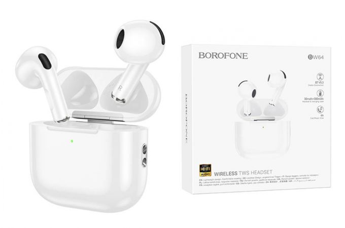 Наушники вакуумные беспроводные BOROFONE BW64 True wireless BT headset Bluetooth (черный)