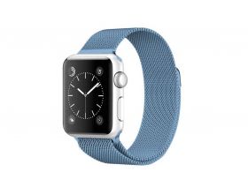 Металлический магнитный браслет  "Миланское плетение" для Apple Watch 38-40 мм цвет голубой