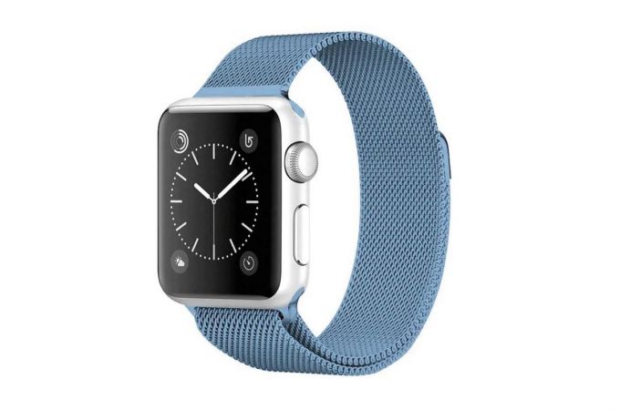 Металлический магнитный браслет  "Миланское плетение" для Apple Watch 38-40 мм цвет голубой