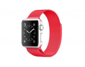 Металлический магнитный браслет  "Миланское плетение" для Apple Watch 38-40 мм цвет красный