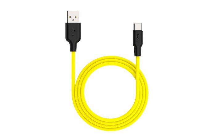 Кабель USB - USB Type-C HOCO X21 PLUS, 3A (черно-желтый) 1м (силиконовый)