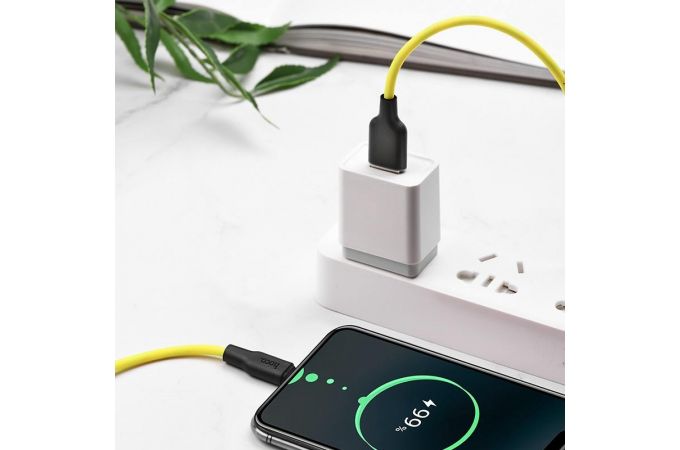 Кабель USB - USB Type-C HOCO X21 PLUS, 3A (черно-желтый) 1м (силиконовый)