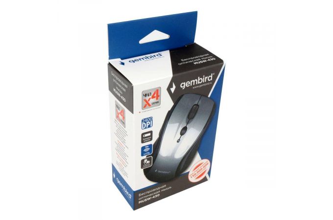 Мышь беспроводная Gembird MUSW-430 (черно-серебристый)