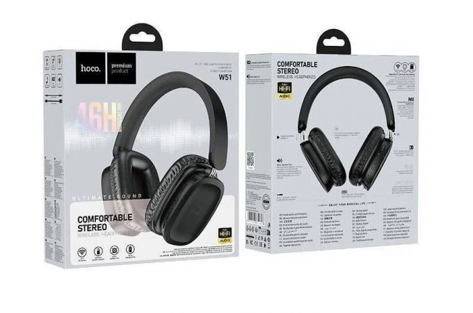 Наушники мониторные беспроводные HOCO W51 wireless headphones Bluetooth (цвет черный)