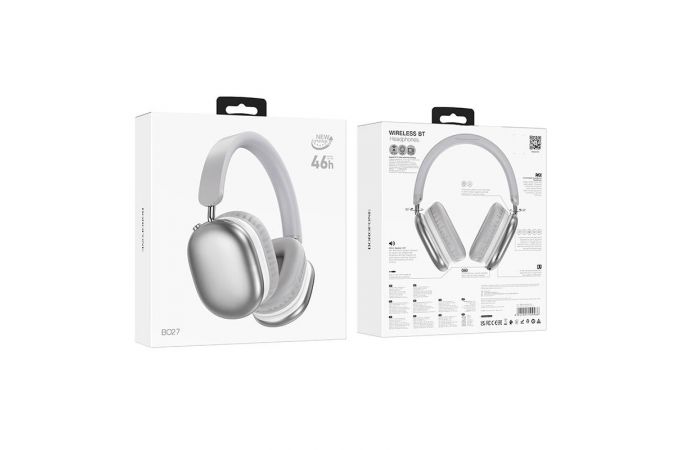 Наушники мониторные беспроводные BOROFONE BO27 Rhyme BT headphones Bluetooth (серебристый)