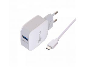 Сетевое зарядное устройство USB + кабель MicroUSB MUJU MJ-A03 (белый)