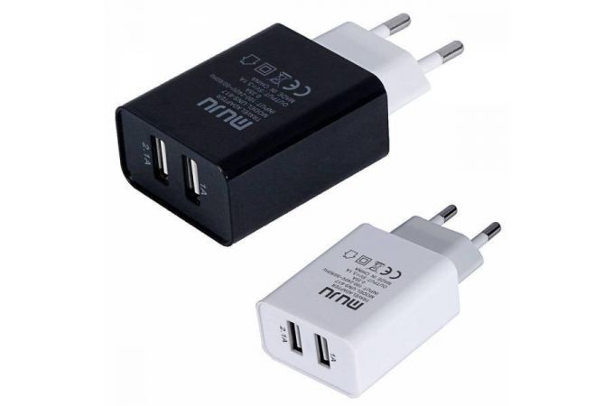 Сетевое зарядное устройство USB MUJU UNS-617 5B, 2100mA (белый, черный)