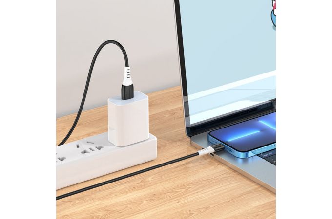 Кабель USB - Lightning HOCO X82, 2,4A (черный) 1м силиконовый