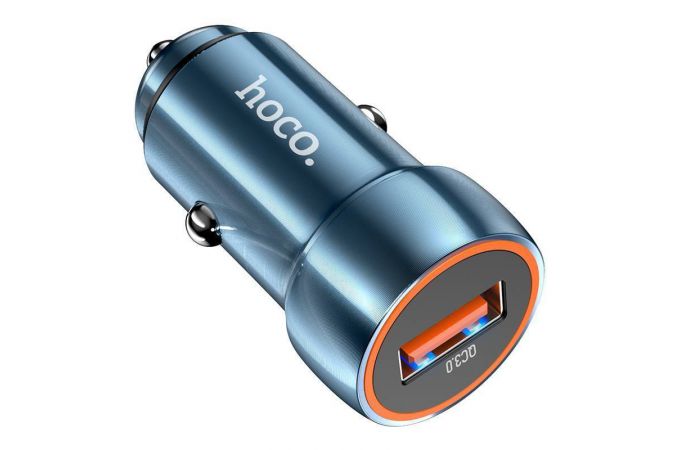 Автомобильное зарядное устройство АЗУ USB HOCO Z46 Blue sheld QC3.0 (синий сапфир)