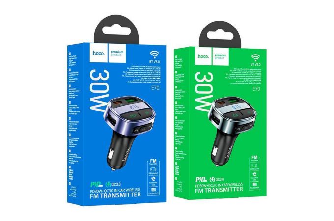 FM-Модулятор HOCO E70 PD30W + QC3.0 car BT FM transmitter