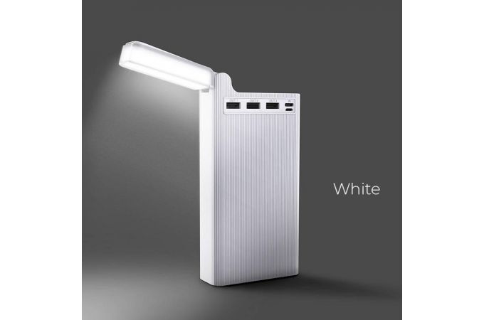 Универсальный дополнительный аккумулятор Power Bank HOCO J62 с фонариком (30000 mAh) (белый)