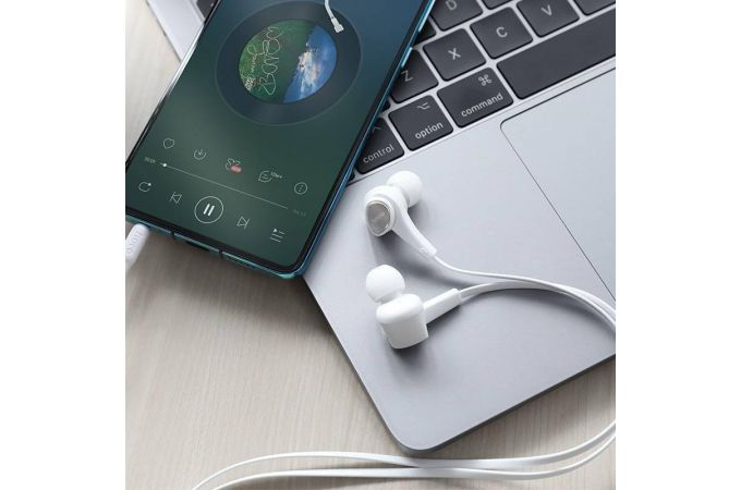 Наушники вакуумные проводные HOCO M66 Passion in line control earphones (белый)