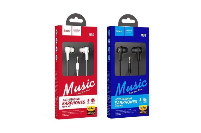 Наушники вакуумные проводные HOCO M66 Passion in line control earphones (белый)