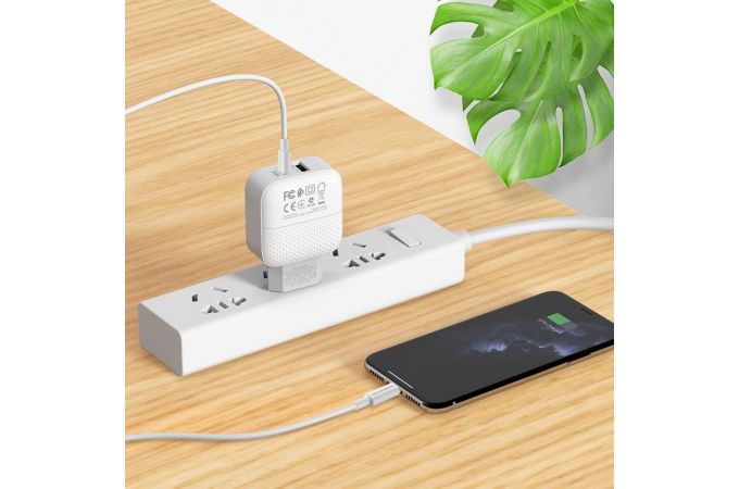 Сетевое зарядное устройство USB + USB-C + кабель Lightning - Type-C BOROFONE BA46A Speed charger PD+QC3.0 (черный)