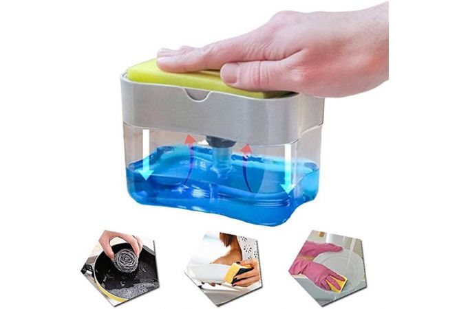 Дозатор для средства с губкой Soap Pump Sponge Caddy