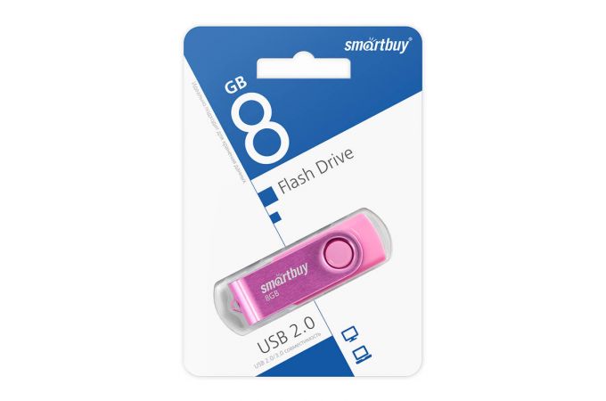 Флешка USB 2.0 SmartBuy 8GB Twist Pink (SB008GB2TWP)