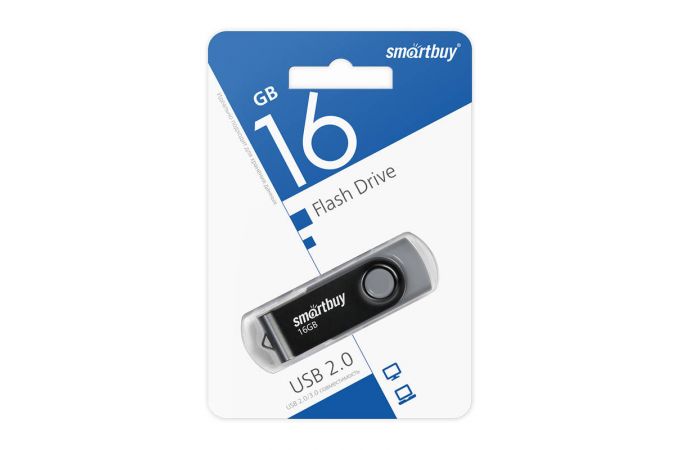 Флешка USB 2.0 SmartBuy Twist Black 16GB (SB016GB2TWK)