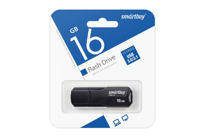 Флешка USB 3.0/3.1 SmartBuy CLUE Black 16GB (SB16GBCLU-K3)