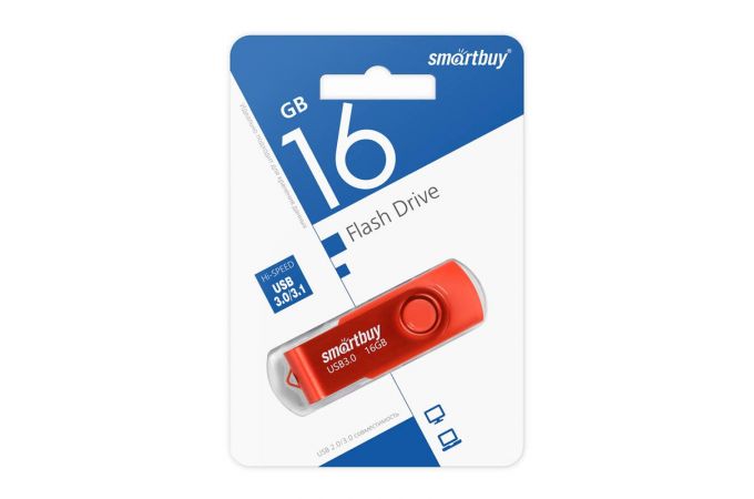 Флешка USB 3.0 SmartBuy Twist Red 16GB (SB016GB3TWR)