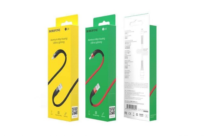 Кабель USB - Lightning BOROFONE BU4, 2,4A (красный) 1,2м (с усилением сгиба)