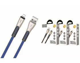 Кабель USB - Lightning HOCO U48 2,4A (синий) 1,2м (в оплетке, с усилением сгиба)