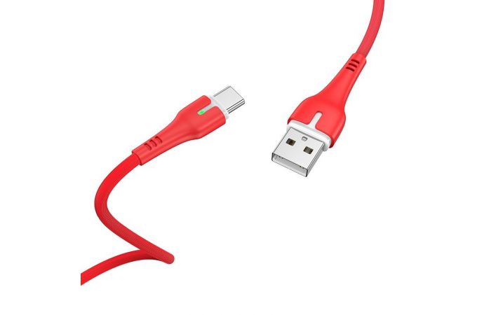 Кабель USB - USB Type-C HOCO X45, 2,4A (красный) 1м (LED индикатор)