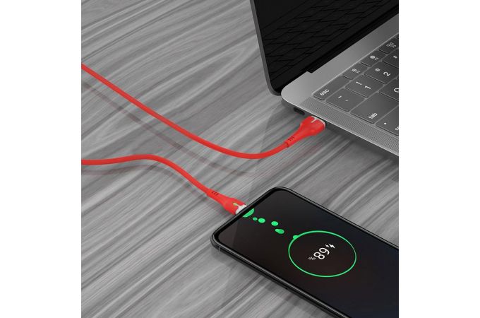 Кабель USB - USB Type-C HOCO X45, 2,4A (красный) 1м (LED индикатор)