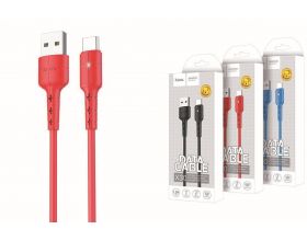 Кабель USB - USB Type-C HOCO X30, 2A (красный) 1,2м (LED индикатор)