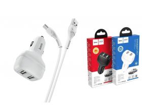 Автомобильное зарядное устройство АЗУ 2USB + кабель Type-C HOCO Z36 Leader 2400mAh (черный)